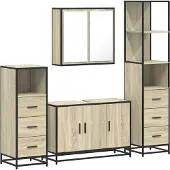 vidaXL 4-tlg. Badmöbel-Set Sonoma-Eiche Holzwerkstoff