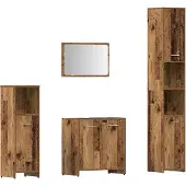 vidaXL 4-tlg. Badmöbel-Set Altholz-Optik Holzwerkstoff