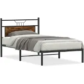 vidaXL Bettgestell ohne Matratze Räuchereiche 100x200 cm Holzwerkstoff