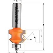 Cmt 961.601.11 Wulstprofilfräser mit Führungslager (Halbrundprofil) R=4 Schaft 12mm