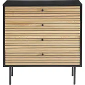 SalesFever Kommode | 4 Schubladen | MDF Eiche Echtholzfurnier | Gestell Metall | B 80 x T 40 x H 85 cm | schwarz-eiche