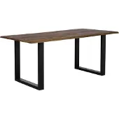 SalesFever Baumkante-Esstisch 200x100cm aus Akazie | Platte 26mm Osmo Hartwachs-Öl Nussbaumfarbig behandelt | B200xT100xH75cm | Gestell Stahl schwarz