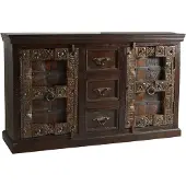 SIT Möbel Sideboard | 2 Türen, 3 Schubladen | recyceltes Altholz | braun | B 150 x T 45 x H 90 cm | 05103-30 | Serie ALMIRAH