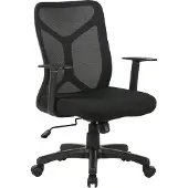 ByLiving Chefsessel BONE / Kunststoff schwarz / Mesh schwarz / Wippmechanik / Sicherheitsklemmschutz / Höhenverstellung / gebremste Sicherheitsdoppelrollen / B 61,5, H 91-98,5, T 51,5 cm