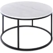 SIT Möbel Couchtisch rund | Tischplatte Marmor weiß | Gestell Metall schwarz | B 85 x T 85 x H 48 cm | 01053-23 | Serie THIS & THAT