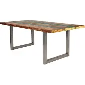 SIT Möbel Esstisch 200 cm | Tischplatte 40 mm Altholz bunt | Kufen-Gestell Stahl antiksilber | B 200 x T 100 x H 76,5 cm | 15023-40 | Serie TABLES & CO