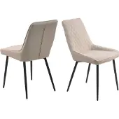 Möbilia Essstuhl im 2er-Set | Bezug Stoff beige | Beine Stahl schwarz | B 52 x T 56 x H 86 cm | 21020055 | Serie STUHL