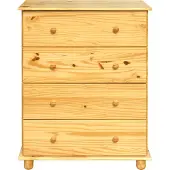 Möbilia Kommode | 4 Schubladen | Kiefer-Holz massiv | B 80 x T 43 x H 102 cm | natur | 19020005 | Serie KOMMODE
