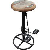 SIT Möbel Barhocker im Fahrradstil | mit Kette und Pedalen | Gestell Metall | Sitz Holz | antik-bunt | B 40 x T 40 x H 83 cm | 01054-12 | Serie THIS & THAT