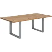 SIT Möbel | Esstisch mit Baumkante | Tischplatte Wildeiche natur | Gestell Metall antiksilber | B 200 x T 100 X H 76 cm | 07107-31 | Serie TABLES & CO