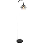 Globo Lighting Stehleuchte Metall schwarz matt, Glas rauchfarben, Kabel Textil schwarz, Fußtrittschalter im Kabel, LxBxH: 390x250x1500mm, Kabellänge 1800mm, exkl. 1x E27 40W 230V