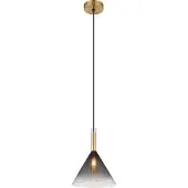 Globo Lighting Hängeleuchte Metall messingfarben, Glas rauchfarben, klar verlaufend, Kabel PVC schwarz, Höhe kürzbar, ø: 200mm, H: 1200mm, exkl. 1x G9 LED 10W 230V