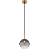 Globo Lighting Hängeleuchte Metall messingfarben, Glas rauchfarben, klar verlaufend, Kabel PVC schwarz, Höhe kürzbar, ø: 180mm, H: 1200mm, exkl. 1x G9 LED 10W 230V