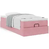 vidaXL Ottoman-Bett mit Matratze Rosa 140x200 cm Samt