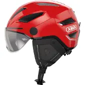ABUS Stadthelm Pedelec 2.0 ACE - Fahrradhelm mit Rücklicht, Visier, Regenhaube, Ohrenschutz - für Damen und Herren - Rot, , Größe M (52-57 cm)