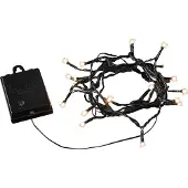 Konstsmide LED Lichterkette, mit an/aus Schalter, Lichtsensor, 6h und 9h Timer, 20 bernsteinfarbene Dioden, batteriebetrieben, Außen (IP44), schwarzes Kabel, schwarze Box - 3722-800