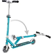 Globber Flow Element Lights Chrome Finish Tretroller, Aqua Blue
