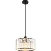 Globo Lighting Hängeleuchte Metall schwarz matt, Acrylkristalle klar, Kabel PVC schwarz, ø: 310mm, H: 1200mm, exkl. 1x E27 60W 230V
