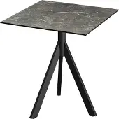 Essentials Infinity Tripod Terrassentisch Schwarz frame + Galaxy Marble HPL 70x70 cm