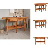 vidaXL Werkbank mit Schubladen Schraubstöcken 162x62x83 cm Akazienholz - Werkbänke