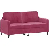 vidaXL 2-tlg. Sofagarnitur mit Kissen Weinrot Samt