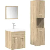 vidaXL 4-tlg. Badmöbel-Set Sonoma-Eiche Holzwerkstoff