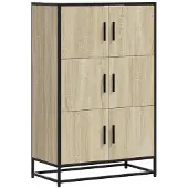 vidaXL Highboard Sonoma-Eiche 68x35x106,5 cm Holzwerkstoff Metall