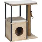 Designed By Lotte Kratzmöbel Kratzbaum Nala ca. 65 x 40 x 82 cm Holz, Sisal, Alu 2 Ebenen 1 Höhle , braun, beige, schwar