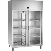 Bartscher Glastürenkühlschrank 1400 GN210, Doppeltüriger Kühlschrank mit insgesamt 6 Zwischenablagen, 1 Stück
