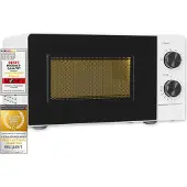 Exquisit Mikrowelle 20L, 700 Watt, 24,5cm Drehteller, 5 Leistungsstufen, Timer, Auftaufunktion, 2 Drehregler, MW950-070 weiss