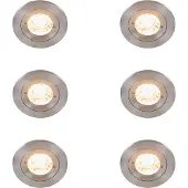 QAZQA Set mit 6 modernen Einbauspots Stahl rund IP44 - Xena
