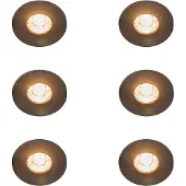 QAZQA - Set mit 6 modernen Bad I Badezimmer Außen Einbaustrahlern schwarz rund IP44 - Xena I Außenbeleuchtung - Aluminium - LED geeignet GU10
