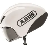 ABUS Zeitfahrhelm GameChanger TT 1.1 - aerodynamischer Fahrradhelm für sportliches Fahren - Triathlon, Zeitfahren und Bahnradfahren - für Damen und Herren - Weiß, Größe M (54-58 cm)