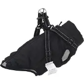 vidaXL Hundemantel mit Geschirr Wasserdicht Reflektierend Schwarz L36