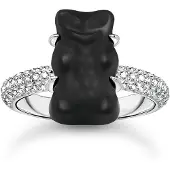 Thomas Sabo Ring mit schwarzem Goldbären und Steinen
