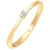 Elli DIAMONDS Ringe - Ring Verlobung Solitär Diamant (0.03 ct.) 925 Silb - Gr. 56 MM - in Gelbgold - für Damen