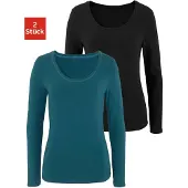 Vivance Langarmshirt "aus elastischer Baumwoll-Qualität" 2er-Pack