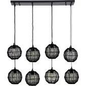 Globo Lighting Hängeleuchte Metall schwarz matt, Metallgeflecht schwarz matt, Höhe kürzbar, Höhenverstellbar, LxBxH: 940x240x1400mm, exkl. 8x E27 25W 230V