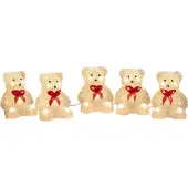 Konstsmide Weihnachtsdekoration, LED Acrylfiguren" Bärchen" in Weiß, 5er-Set mit 40 warmweißen Dioden und weißem Kabel , für den Außenbereich (IP44)