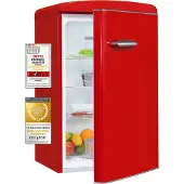 Exquisit Retro Vollraumkühlschrank RKS120-V-H-160E rot | Nutzinhalt: 122 L | Ohne Gefrierfach