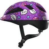 ABUS Kinderhelm Smooty 2.0 - Robuster Fahrradhelm für Kleinkinder im Beifahrersitz - für Mädchen und Jungen - Lila mit Muster, Größe M (50-55 cm)