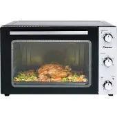 Bestron 2-in-1 Mini-Backofen mit Drehspieß, 55 Liter, 2000 W, Edelstahl, Schwarz