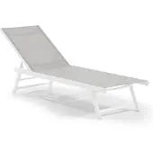 Leco , Aluminium Sonnenliege "Elina" mit klappbaren Füßen, weiß / grau