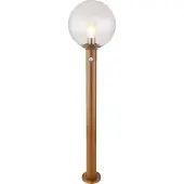 Globo Lighting Außenleuchte Aluminium Druckguss Holzoptik, Glas klar, Sensor inkl., IP44, Glas mit Luftblasen, ø: 250mm, H: 1000mm, exkl. 1x E27 LED 15W 230V
