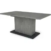 ByLiving Esstisch Athen, 160-200x90 cm, Tischplatte und Säule Melamin Beton-Optik, Bodenplatte Melamin Anthrazit