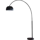 SalesFever Bogenlampe 195 cm | Ø Lampenschirm 33 cm | echter Marmorfuß | B 165 x T 33 x H 195 cm | schwarz lackiert