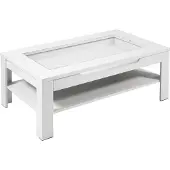 ByLiving Couchtisch Ralph, Melamin weiß, Schubkasten mit Glassauschnitt, mit Dekofach, 110 x 67 cm