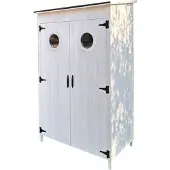 Leco , Holz Gartenschrank "Toni", weiß, 118 x 70 x 190 cm (L x B x H)