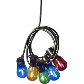 Konstsmide - LED Biergartenkette, bunt, 20 bunte Birnen / 40 warm weiße Dioden, 6V_Außentrafo, schwarzes Kabel