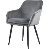 SalesFever Esszimmerstuhl | Stoffbezug in Samt-Optik | höhenverstellbares Metallgestell | Diamantsteppung | B 61 x T 60 x H 85 cm | grau – schwarz